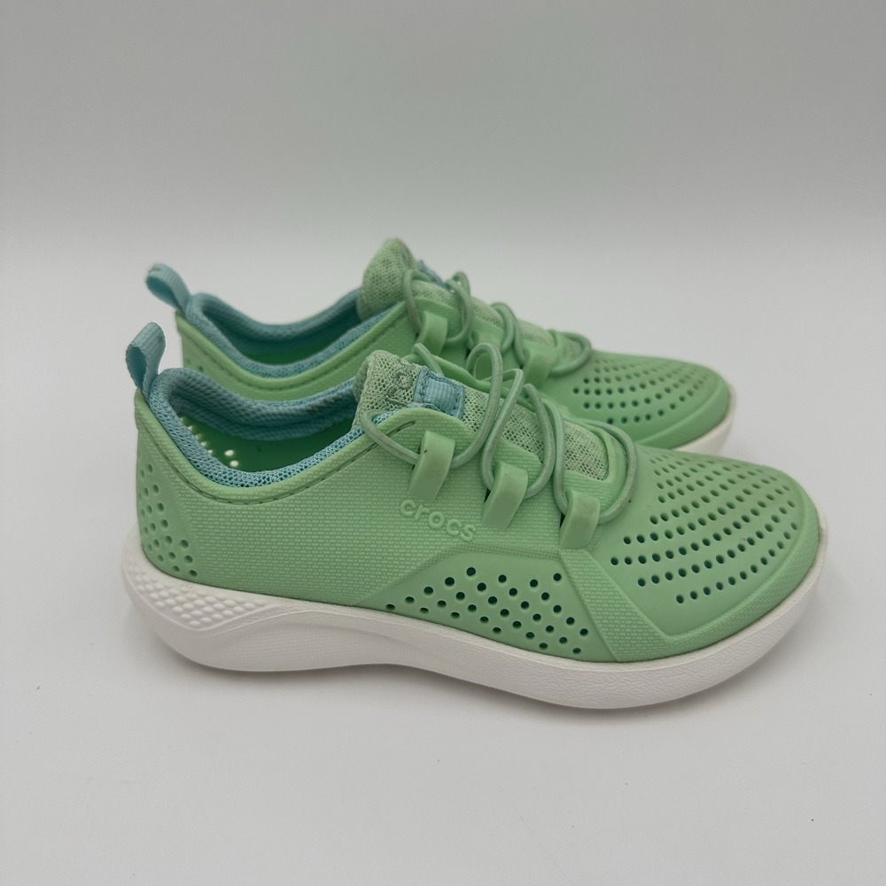 Crocs LiteRide Pacer Mint Green Rubber Slip‎ On Low Top Sneaker Shoes Girls 11